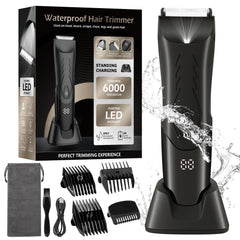 LEMULEGU Fathers Day Hair Removal ShaversWaterproof Public Hair GroomersManscape Cordless Ball Trimmer Male Painless Wet Dry Hygiene Razor with Standing Charging Dock SMT110 Black