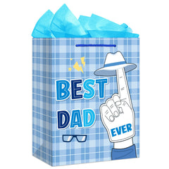 D4DREAM Fathers Day Gift Bags with Tissue Paper 11.5"Best Dad Ever Paper Gift Bag with Handle for Husband from Wife Gift Wrap Bags for Dad Step-Dad Daddy Gift Bag for Fathers Day Birthday Anniversary