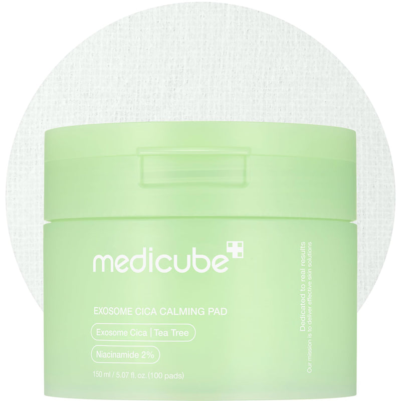 medicube Exosome CICA Tea Tree Calming Toner Pads for Sensitive Skin with Centella Asiatica Help Reduce Redness & breakouts. Low-irritating & Hydrating Daily Care Korean Skincare Vegan (100 Pads)