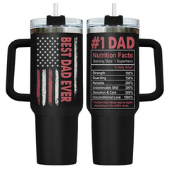 34HD Best Dad Ever Tumbler with Handle 40oz Dad Tumbler Stainless Steel Dad Coffee Mug Flag Tumbler for Men Dad Gifts for Christmas Fathers Day