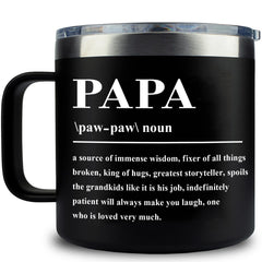 KIKUHE Papa Gifts for Fathers Day - Fathers Day Gift for Dad Grandpa - Gifts for Papa from Grandchildren - Papa Birthday Gift - Gifts for Grandpa from Grandchildren - Papa Coffee Mug 14 oz Black