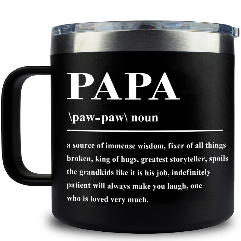 KIKUHE Papa Gifts for Fathers Day - Fathers Day Gift for Dad Grandpa - Gifts for Papa from Grandchildren - Papa Birthday Gift - Gifts for Grandpa from Grandchildren - Papa Coffee Mug 14 oz Black