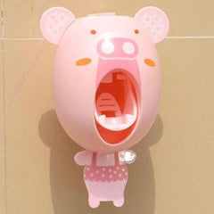 Toothpaste Dispenser and Cartoon Toothbrush Holder