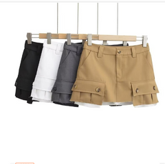 Fashionable Patchwork Pocket Half-Length French Skirt